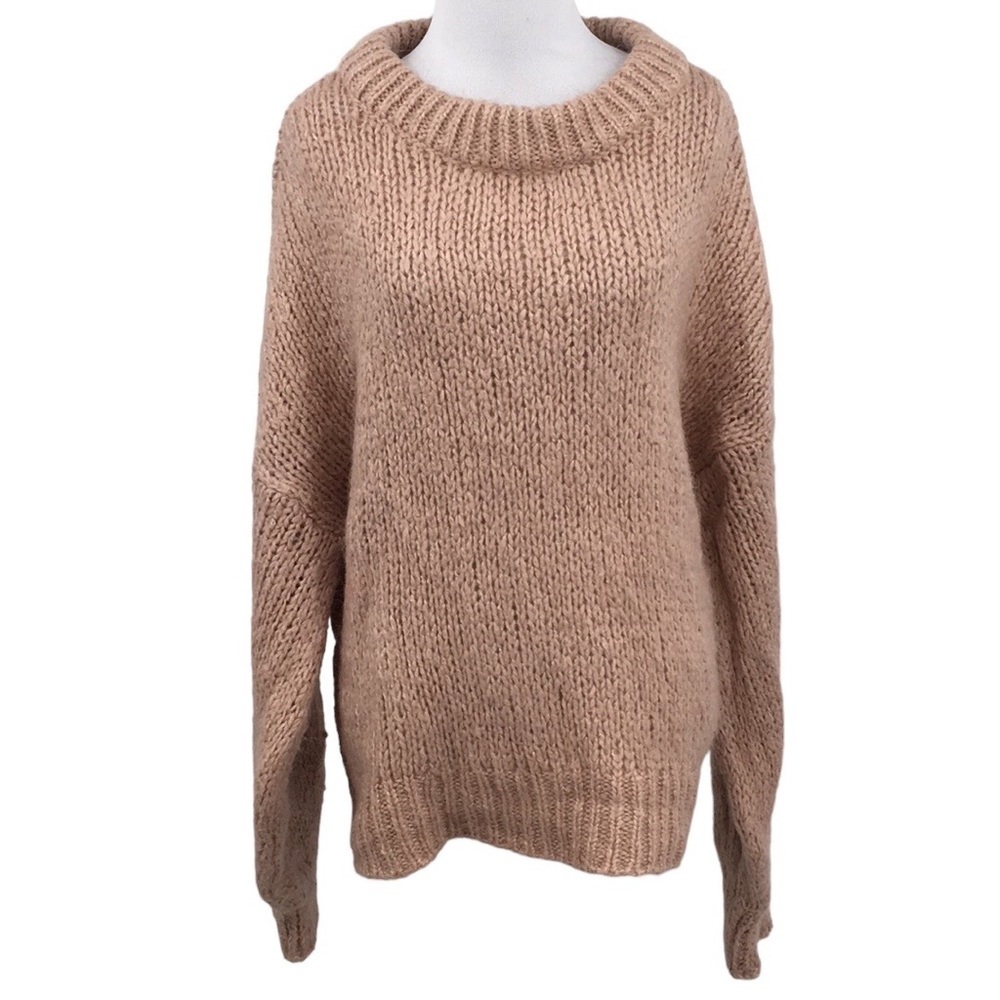 Zara Knit Sweater Womens Small Blush Pink Knit Acrylic Pullover Cozy Mohair Wool